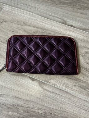 Marc Jacobs Quilted Plum Wristlet Wallet with Dark Red Trim